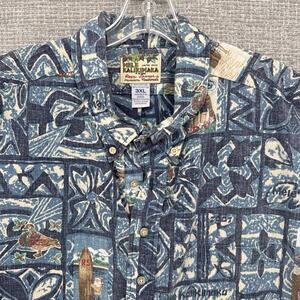 Vtg 2007 Reyn Spooner Mele Kalikimaka 3XL Popover Hawaiian Christmas BLUE Fading
